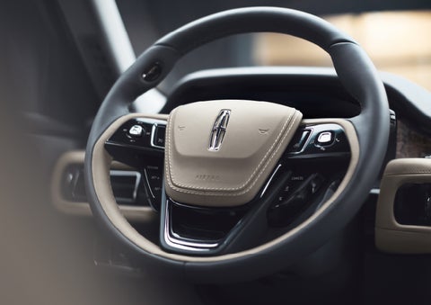 The intuitively placed controls of the steering wheel on a 2024 Lincoln Aviator® SUV | Dave Sinclair Lincoln in St Louis MO