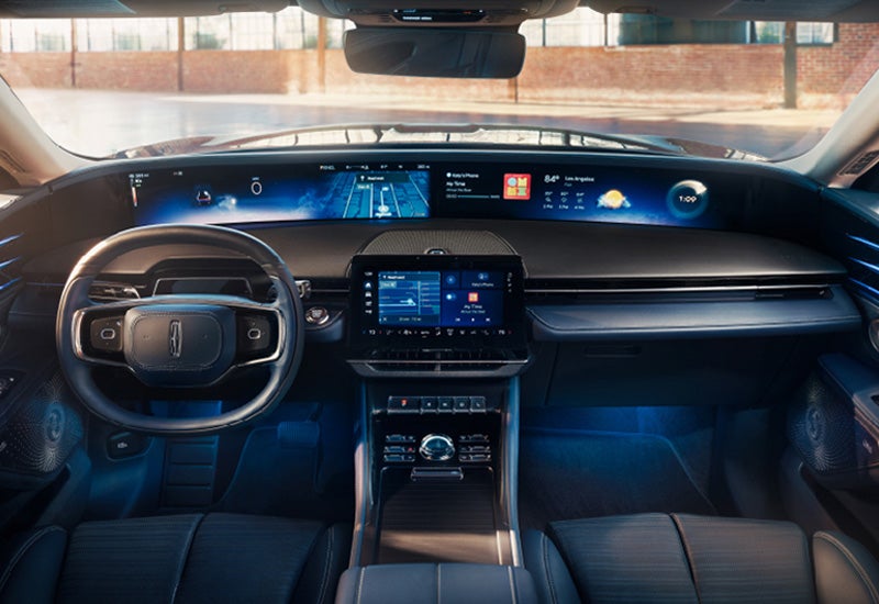 A large panoramic display is shown on the dashboard of a 2024 Lincoln Nautilus® SUV | Dave Sinclair Lincoln in St Louis MO